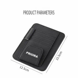 Porte-cartes multi-poches en cuir PU pour pare-soleil de voiture, avec clip pour billets, cartes et lunettes, pour Lada PRIORA