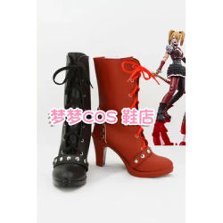 Chaussures de cosplay Harleen Clown, bottes noires et rouges Joker, talons hauts, fête d'Halloween
