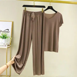 Ensemble deux pièces femme : haut et pantalon – Nouvelle collection été 2026 – Tenue décontractée et élégante pour les vacances – Pantalon large