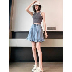 Shorts en jean évasés à taille élastique pour femme, taille haute, coupe slim, jambe large, pantalon court d'été