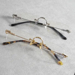 Lunettes optiques sans monture en titane de haute qualité, marque de luxe, nouveau modèle carré pour hommes et femmes