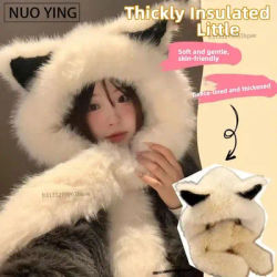 2025 belle hiver en peluche renard oreille chapeau chaud écharpe femmes nouveauté bonnets casquettes moelleux oreille Protection casquette coupe-vent chaud couvre-chef