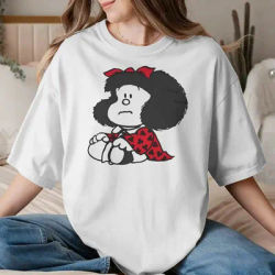 T-shirt drôle Mafalda pour hommes et femmes, hauts en coton, à la mode, à manches courtes, col rond, grande taille