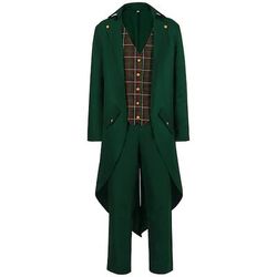 Camicia Pantaloni Medievali Punk e Gotico Retro Vintage Costume Cosplay Vampiro Gentiluomo Abbigliamento Elegante Uomo ebenezer Scrooge Elfo Fantasia Vikinga Halloween Natale Carnevale Masquerade Sera