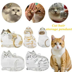 Transparent Cute Kitten Hair Storage Container Cute Cat Hair Memorial Capsule for DIY Handmade Hanging Ornament Home Display