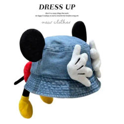 Chapeau Bob en Jean Assorti pour Famille, Motif Souris de Dessin Animé, avec Oreilles en Peluche Mignonnes, pour Enfants et Adultes, Idéal pour les Voyages en Plein Air et la Plage, Protection Solaire