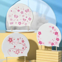 Bonnet de bain en silicone imprimé floral pour femme, bonnet de natation pour adulte, protection des oreilles, cheveux longs, accessoires de piscine, grande taille