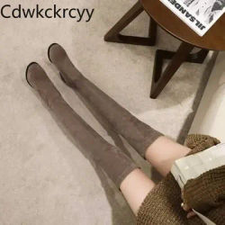 Hiver nouveau style de mode à talons hauts sur le genou bottes pour femmes couleur unie troupeau sexy fête talon carré bottes pour femmes haute 3 cm