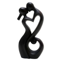 Everlasting Kiss II,'Hand Carved Suar Wood Sculpture'