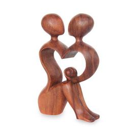 A Heart Shared by Two,'Romantic Wood Sculpture'
