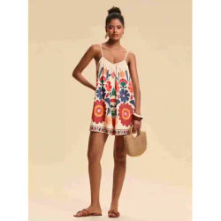 Combinaison ample et fluide pour femme, col en V, bretelles spaghetti, jambe large, taille haute, pour l'été et la plage
