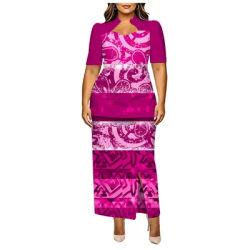 Robe longue à manches courtes Puletasi, nouveau design, haut et jupe personnalisés, longueur genou, robe de fête, haut et jupe en tissus doux