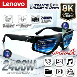 Lunettes Intelligentes IA Lenovo ChatGPT avec Caméra 8K 2400W, Anti-tremblement, pour Cyclisme, Vidéo & Photo, Lunettes de Soleil Sportives, Double Micro, 32 Go, Lunettes de Protection Coupe-vent