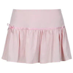 Jupes pour femmes à taille haute, jupes mini à volants, jupes courtes roses Y2k, vêtements d'été
