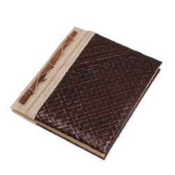 'Artisan Hand-woven Pandan Leaf Journal in Brown from Bali'