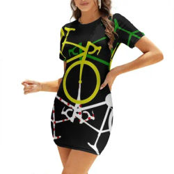 Maillots de cyclisme jaunes, verts et blancs à pois, robe à manches courtes, vêtements pour femmes, robe élégante et luxueuse