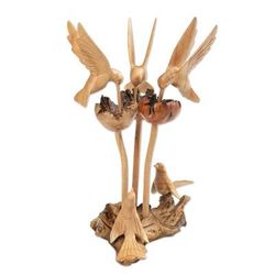 'Nature-Themed Hand-Carved Jempinis and Benalu Wood Sculpture'