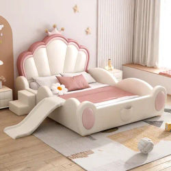 Simple European Bed Queen Bedroom Luxury Castle Storage Bed Sleeping Platform Princess Safe Letto Matrimoniale Trendy Furniture