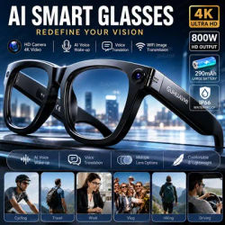 Nouvelles lunettes caméra IA 2026, caméra HD 800W, enregistrement vidéo 1080P, lunettes de traduction intelligentes, lunettes de soleil audio Bluetooth étanches