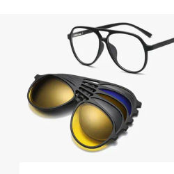 2380A 2 en 1 Vision nocturne polarisée pince magnétique optique sur montures de lunettes de soleil Clip sur lunettes de soleil cadre lunettes de Prescription