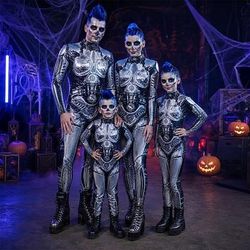 Halloween Tuta intera Body Robot Stampa Cerniera frontale Gotico Sinistro Rave futuristico Unisex Costume per Club Festival Musicale Festival EDM Halloween Carnevale Bambini Adulti