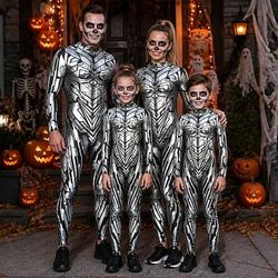 Halloween Tuta intera Body Estratto fluido Robot Stampa Cerniera frontale Sinistro Rave futuristico Unisex Costume per Club Festival Musicale Festival EDM Halloween Carnevale Bambini Adulti