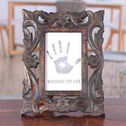 'Baroque-Themed 4x6 Mango Wood Photo Frame with Glass Pane'