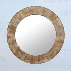 Rustic Steps,'Sylvan Round Mango Wood & Glass Mirror in Natural Shades'