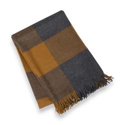 Comfort and Autumn,'Flint Grey and Caramel Brown Checkered Baby Alpaca Throw'