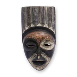 Tribal Luba,'Handcrafted Sese Wood Cultural African Mask from Ghana'