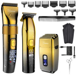 Rasoir électrique Solimpia pour homme, étanche, rechargeable, double usage, avec tondeuse pour le nez et les oreilles