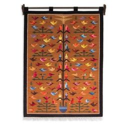 Tree of Happiness,'Unique Tree of Life Bird Tapestry from Peru'