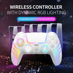 Wireless Game Controller for PS5 RGB LED Bluetooth Gamepad Joystick Dual Vibration Turbo 6-Axis Sensor Gaming Controller