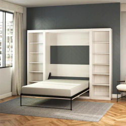 Modern Custom Space Saving Home Furniture Vertical Double Queen king Size Murphy Bed with Side Storage Bookcasespromote sales