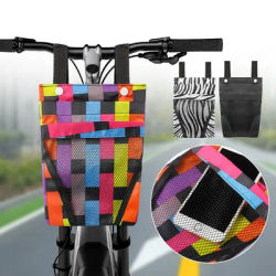 1/2pcs Bicycle Storage Bag Detachable Basket Front Handle Large Capacity Pocket Bicycle Motorcycle Mobile Phone Bag Accessory