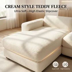 Universal Stretch Teddy Fleece Sofa Cushion Cover Sectional Couch Protector Elastic Bottom Machine Washable Furniture Slipcover