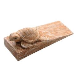 Distressed Baby Turtle,'Distressed Baby Turtle Suar Wood Door Stopper from Bali'