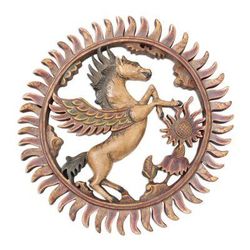 Flying Pegasus,'Hand Painted Pegasus Wood Relief Panel'