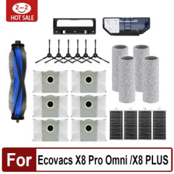 For ECOVACS X8 PRO OMNI / DEX 56 Robot Vacuum Accessories Main Side Brush Mop Cloth HEPA Strainer Rag Replacement Parts