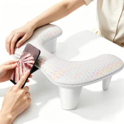 DianaBeauty U-shaped Manicure Comfortable Hand Pillow Arm Rest Portable Removable Stand PU Leather Nail Hand Pillow for Manicure