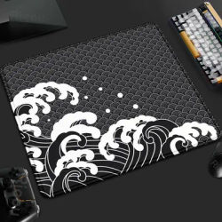 Tapis de souris de jeu série Wave de petite taille, design artistique pour ordinateur portable, tapis de bureau antidérapant 40x45cm, tapis de bureau en caoutchouc naturel pour gamer