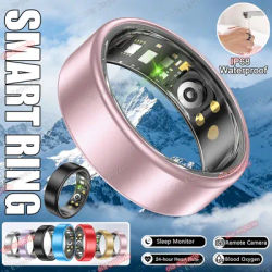 Bague Intelligente Colorée Taille Unique 6-14, Moniteur de Fréquence Cardiaque et de Pression Artérielle, Bague Connectée Étanche Bluetooth pour Hommes et Femmes