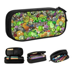 Plantes Kawaii personnalisées contre. Étuis à crayons de jeu Zombies pour garçons et filles, grande pochette de rangement pour crayons, fournitures scolaires