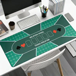Tapis de jeu de poker Texas Hold'em en caoutchouc grand format, tapis de bureau antidérapant, surface durable, tapis de souris et de clavier pour le bureau