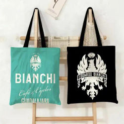 Sacs de rangement avec logo Cool B-Bianchi, sac fourre-tout en toile imprimé double face, sac à main écologique réutilisable de grande capacité