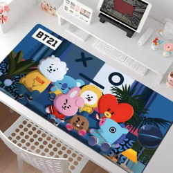 Tapis de souris avec Logo B-bt21-S, plusieurs tailles, grand tapis carré pour ordinateur, bureau, jeu, en caoutchouc antidérapant