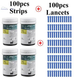 100 pièces de bandelettes de test diabétique Exactive Eq pour moniteur de glycémie, glucomètre, lecteur de glucose pour diabétiques, usage médical 2028.1