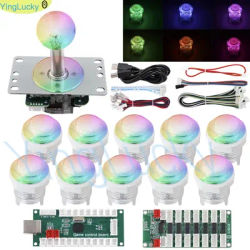 Arcade Joystick RGB Kit LED Controller Button Joystick Bluetooth RGB Game APP USB Encoder Kit for PC MAME Raspberry Pi Windows