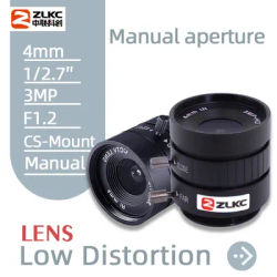 Objectif macro ZLKC FA 4 mm, monture CS, objectif industriel à focale fixe de 1/2,7 pouce, F1.2, iris manuel, 3,0 mégapixels pour caméra de vision industrielle
