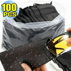 Sac de rangement portable en tissu doux et imperméable pour lunettes de soleil, pochette anti-poussière en microfibre, étui de transport pour lunettes, conteneur pour lunettes (1-100 pièces)